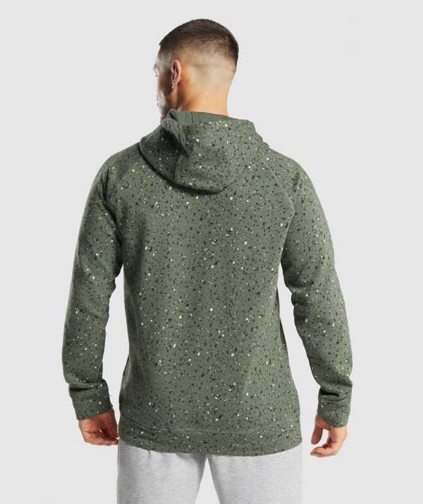 Panske Mikiny S Kapucňou Gymshark Micro Print Zelene | UB2476015